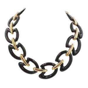 Vintage 1980s Monet Black Lucite Painter's Palette Link Necklace